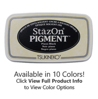 This StazOn Pigment stamp pad measures 1-3/8" x 3" & comes in a choice of 11 ink colors. It dries in 10-30 seconds & great for porous & non-porous surfaces.