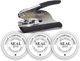 Corporate Seals and Stamps. Professional seals and stamps for corporations, engineers, architects. EZ Order by state. Self inking corporate stamps. Pre inked corporate stamps. Corporate embossers and seals. Secure ordering. Free Shipping.
