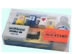 Invisible UV Ink Kit. Dries in 10-15 seconds, stays for 12-18 hours. Includes UV light, 1 stamp pad, 7 ID stamps, 1 marking pen, and 1 - 4 oz. bottle of UV ink. Rubber Stamps and supplies at Knockout Prices from Rubber Stamp Champ.
