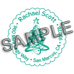 Christmas tree squiggle round monogram address stamp on 5 mount options. Hand stamp requires ink pad, not included. Fast & free shipping on orders $75 and over!