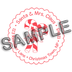 Candy cane bow round monogram address stamp on 5 mount options. Hand stamp requires ink pad, not included. Fast & free shipping on orders $75 and over!