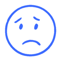 Sad Face pre-inked rubber stamp available in blue ink with an impression size of 5/8" in diameter. Fast and free shipping on orders over $75!
