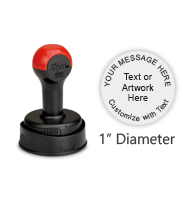 Customize this 1" round stamp with 3 lines of text or artwork and use with a separate ink pad! Ideal for inspections/art stamps. Ships in 1-2 business days.