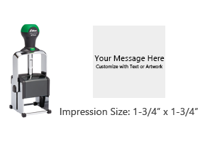 Customize this 1-3/4" x 1-3/4" self-inking stamp free with 10 lines. Available in 11 ink colors or dry pad option. Ships in 1-2 business days!
