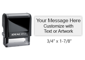 Customize up to 4 lines of text on this small message stamp in your choice of 11 ink colors! Free shipping on orders over $75! Ships in 1-2 business days.