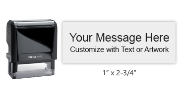 Customize 6 lines of text or add your custom artwork on this 1" x 2-3/4" ink stamp in your choice of 11 ink colors. Orders over $75 ship free!