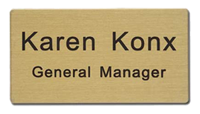 This 1-1/2" x 3" Engraved Name Badge Brass Metal can be customized up to 3 lines. Choose between 3 backings for the finished look. Orders over $75 ship free!
