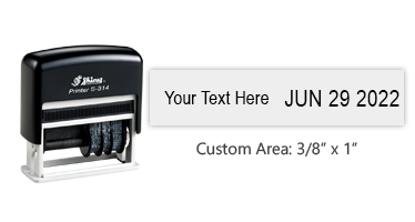 Dater with small space for custom message before the date in your choice of 11 ink colors. Ships in 1-2 business days with free shipping on orders over $75!