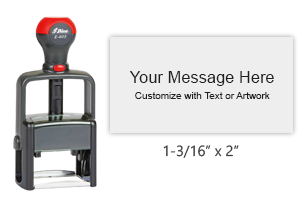Customize this 1-3/16" x 2" stamp with up to 7 lines of text or b&w artwork in 11 ink colors! Great for high volume stamping. Ships in 1-2 business days!