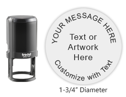 Customize this round 1-3/4" stamp with up to 5 lines of text, logo/artwork in a choice of 11 vibrant ink colors. Fast & free shipping on orders over $75!