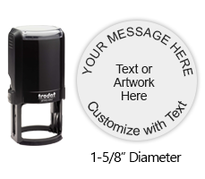 Personalize this 1-5/8" round stamp with up to 5 lines of text, a logo or artwork in your choice of 11 ink colors. Fast & free shipping on orders over $75!