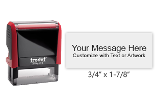 Customize this 3/4" x 1-7/8" self-inking stamp free with up to 4 lines of text or your logo in your choice of 11 ink colors. Fast and free shipping over $75!