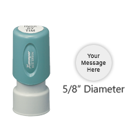This round 5/8" stamp is free to customize with up to 3 lines of text or your artwork. Available in 11 ink color choices and ships in 4-5 business days.