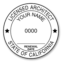 This professional architect stamp for the state of California adheres to state regulations and provides top quality impressions. Orders over $75 ship free.
