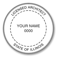 This professional architect stamp for the state of Illinois adheres to state regulations and makes top quality impressions. Orders over $75 ship free.