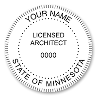This professional architect stamp for the state of Minnesota adheres to state regulations and provides top quality impressions. Orders over $75 ship free.