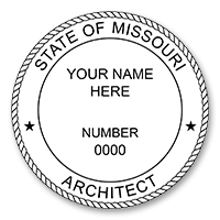 This professional architect stamp for the state of Missouri adheres to state regulations and provides top quality impressions. Orders over $75 ship free.