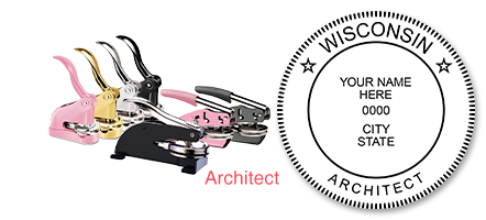This professional architect embosser for the state of Wisconsin adheres to state regulations and makes top quality impressions. Orders over $75 ship free.