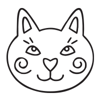 Cat face self-inking rubber stamp available in your choice of 4 sizes and 11 ink colors. Refillable with Ideal ink. Orders over $75 ship free!