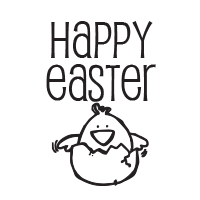 Happy Easter chickadee self-inking rubber stamp available in your choice of 4 sizes and 11 ink colors. Refillable with Ideal ink. Orders over $75 ship free.