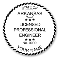 This professional engineer stamp for the state of Arkansas adheres to state regulations and provides top quality impressions. Orders over $75 ship free!