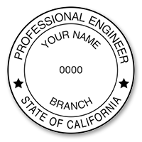 This professional engineer stamp for the state of California adheres to state regulations and provides top quality impressions. Orders over $75 ship free!