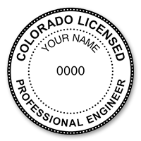 This professional engineer stamp for the state of Colorado adheres to state regulations and provides top quality impressions. Orders over $75 ship free!