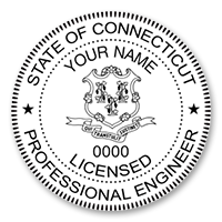 This professional engineer stamp for the state of Connecticut adheres to state regulations and provides top quality impressions. Orders over $75 ship free!
