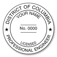 This professional engineer stamp for the District of Columbia adheres to state regulations and provides top quality impressions. Orders over $75 ship free!