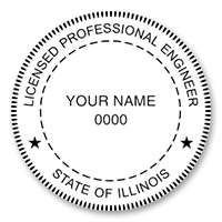 This professional engineer stamp for the state of Illinois adheres to state regulations and provides top quality impressions. Orders over $75 ship free!