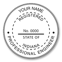 This professional engineer stamp for the state of Indiana adheres to state regulations and provides top quality impressions. Orders over $75 ship free!