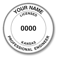 This professional engineer stamp for the state of Kansas adheres to state regulations and provides top quality impressions. Orders over $75 ship free!