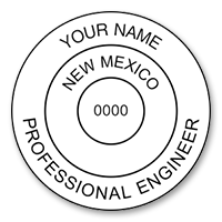 This professional engineer stamp for the state of New Mexico adheres to state regulations and provides top quality impressions. Orders over $75 ship free!