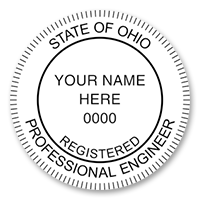 This professional engineer stamp for the state of Ohio adheres to state regulations and provides top quality impressions. Orders over $75 ship free!