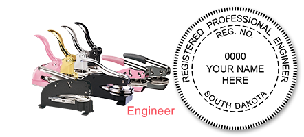 This professional engineer embosser for the state of South Dakota adheres to state regulations & provides top quality impressions. Orders over $75 ship free!