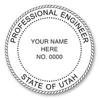 This professional engineer stamp for the state of Utah adheres to state regulations and provides top quality impressions. Orders over $75 ship free!