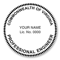 This professional engineer stamp for the state of Virginia adheres to state regulations and provides top quality impressions. Orders over $75 ship free!