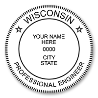 This professional engineer stamp for the state of Wisconsin adheres to state regulations and provides top quality impressions. Orders over $75 ship free!