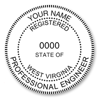 This professional engineer stamp for the state of West Virginia adheres to state regulations and provides top quality impressions. Orders over $75 ship free!