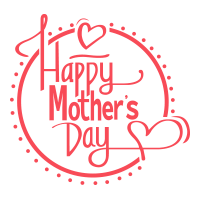 Happy Mother's Day with hearts self-inking rubber stamp available in a choice of 3 sizes and 11 ink color options. Refillable. Orders over $75 ship free.