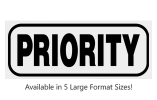 This Rectangle Priority large stock message stamp arrives on a wood hand stamp and in one of 5 sizes. Separate ink pad required. Orders over $75 ship free!