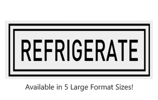 This Rectangle Refrigerate large stock message comes on a wood hand stamp and in one of our 5 sizes. Separate ink pad required. Orders over $75 ship free!