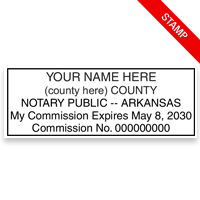 Top quality self-inking Arkansas notary stamp ships in 1-2 days. Meets all state requirements and is fully customizable. Free shipping on orders over $75!