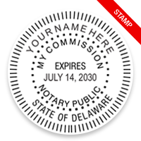 This notary public stamp for the state of Delaware adheres to state regulations and provides top quality impressions. Orders over $75 ship free!