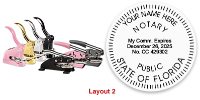 This notary public embosser for the state of Florida adheres to state regulations and provides top quality embossed impressions. Orders over $75 ship free!