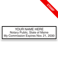 Maine notary stamps ship in 1-2 days, meet all state specifications, are fully customizable and available on 9 mounts. Free shipping on orders over $75!