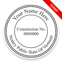 This notary public stamp for the state of Vermont adheres to state regulations and provides top quality impressions. Orders over $75 ship free!