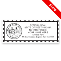 Top quality West Virginia notary stamp ships in 1-2 days, meets all state requirements and is available on 5 mount choices. Free shipping on orders over $75!