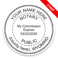 This notary public stamp for the state of Wyoming adheres to state regulations and provides top quality impressions. Orders over $75 ship free!
