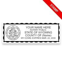 This top quality Wyoming notary stamp ships in 1-2 days. Meets all state specifications and requirements. Free shipping on orders over $75!